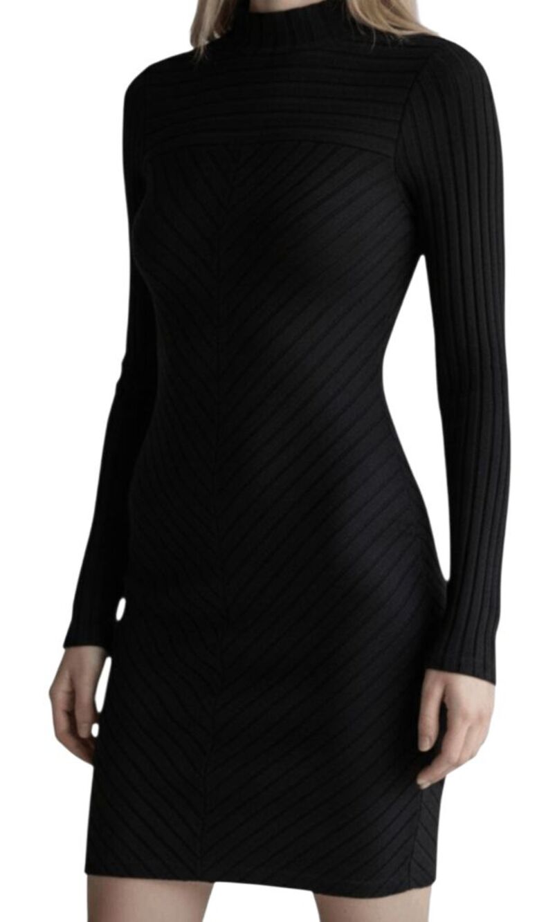 NWT LOVE SQUARED Mock Neck Fitted Long Sleeve Midi Dress Size Small